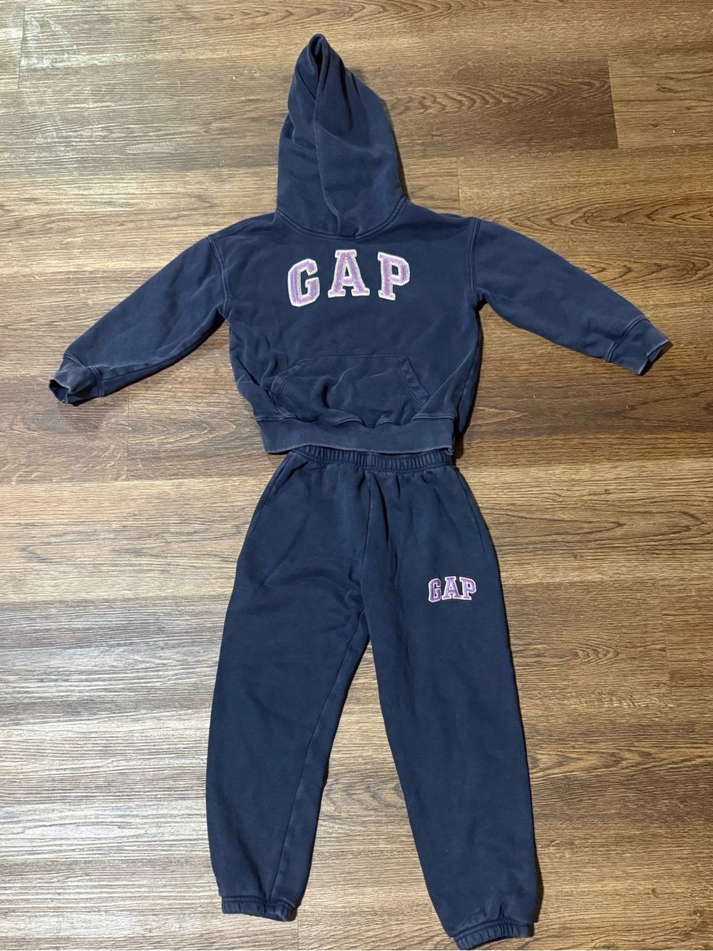 GAP Navy Hoodie & Joggers Set with Purple-Trim Logo